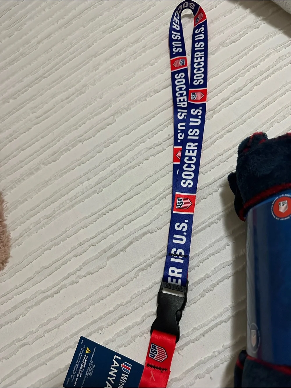 USA Soccer Navy & Red Throw Blanket with USA Soccer Lanyard